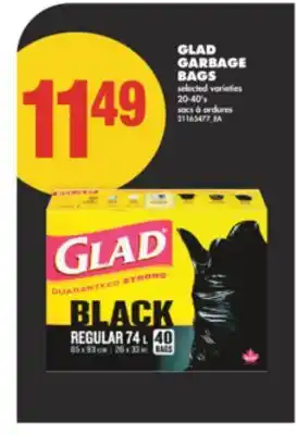 No Frills GLAD GARBAGE BAGS, 20-40's offer