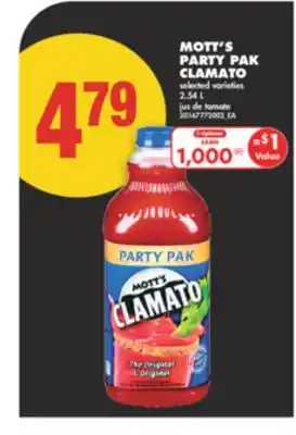 No Frills MOTT'S PARTY PAK CLAMATO, 2.54 L offer