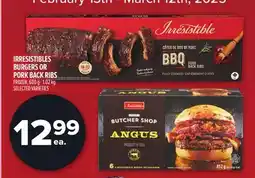 Metro IRRESISTIBLES BURGERS OR PORK BACK RIBS offer