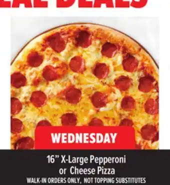 Metro 16 X-LARGE PEPPERONI OR CHEESE PIZZA offer