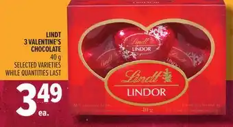 Metro LINDT 3 VALENTINE'S CHOCOLATE offer