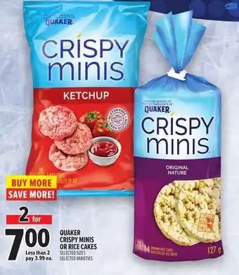 Metro QUAKER CRISPY MINIS OR RICE CAKES offer