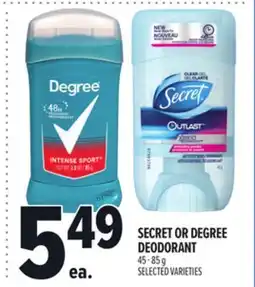 Metro SECRET OR DEGREE DEODORANT offer