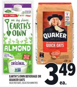 Metro EARTH'S OWN BEVERAGES OR QUAKER OATS offer