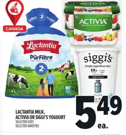 Metro LACTANTIA MILK, ACTIVIA OR SIGGI'S YOGOURT offer