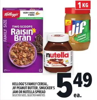 Metro KELLOGG'S FAMILY CEREAL, JIF PEANUT BUTTER, SMUCKER'S JAM OR NUTELLA SPREAD offer