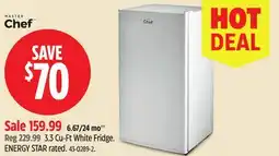 Canadian Tire MASTER CHEF 3.3 Cu-Ft White Fridge. ENERGY STAR rated offer