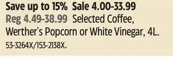 Canadian Tire Selected Coffee, Werther's Popcorn or White Vinegar offer