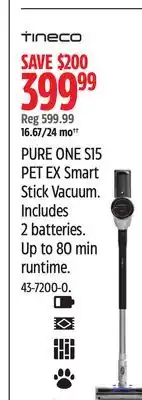 Canadian Tire PURE ONE S15 PET EX Smart Stick Vacuum offer