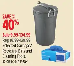 Canadian Tire Rubbermaid Selected Garbage/ Recycling Bins and Cleaning Tools offer