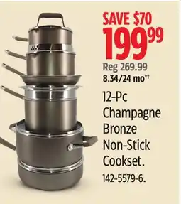 Canadian Tire 12-Pc Champagne Bronze Non-Stick Cookset offer