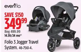 Canadian Tire Evenflo Folio 3 Jogger Travel System offer