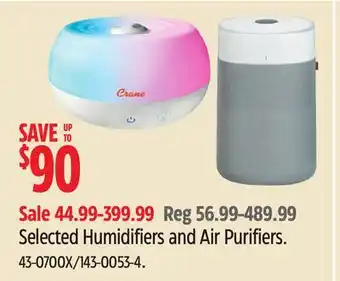 Canadian Tire Selected Humidifiers and Air Purifiers offer