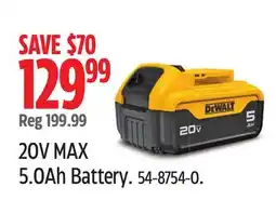 Canadian Tire Dewalt 20V MAX 5.0Ah Battery offer