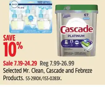 Canadian Tire Mr. Clean Selected Mr. Clean, Cascade and Febreze Products offer