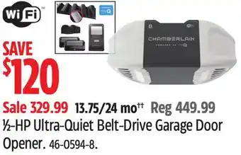 Canadian Tire CHAMBERLAIN 1⁄2-HP Ultra-Quiet Belt-Drive Garage Door Opener offer