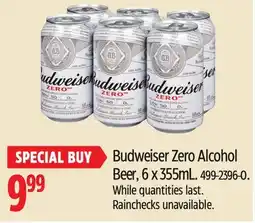 Canadian Tire Budweiser Zero Alcohol Beer offer