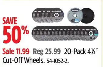 Canadian Tire 20-Pack 41⁄2˝ Cut-Off Wheels offer