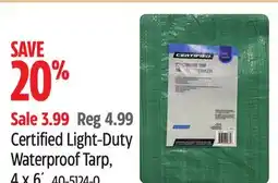 Canadian Tire Certified Light-Duty Waterproof Tarp, 4 x 6´ offer