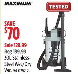 Canadian Tire 30L Stainless- Steel Wet/Dry Vac offer