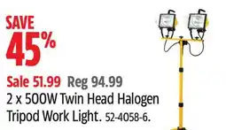 Canadian Tire 2 x 500W Twin Head Halogen Tripod Work Light. Save up to 40% offer