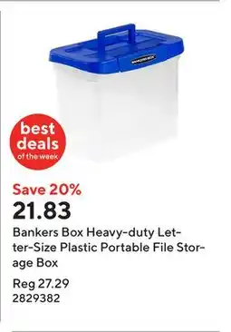 Staples Bankers Box Heavy-duty Letter-Size Plastic Portable File Storage Box offer