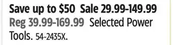 Canadian Tire Mastercraft Selected Power Tools offer