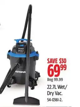 Canadian Tire Mastervac 22.7L Wet/ Dry Vac offer