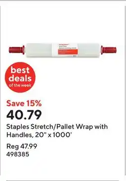 Staples Staples Stretch/Pallet Wrap with Handles, 20 x 1000' offer