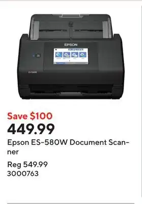 Staples Epson ES-580W Document Scanner offer