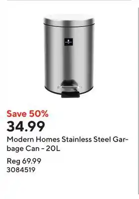 Staples Modern Homes Stainless Steel Garbage Can - 20L offer