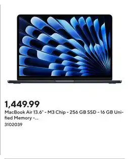 Staples MacBook Air 13.6 - M3 Chip - 256 GB SSD - 16 GB Unified Memory - Midnight - English offer