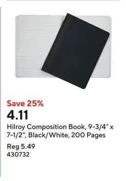 Staples Hilroy Composition Book, 9-3/4 x 7-1/2, Black/White, 200 Pages offer