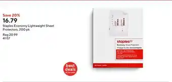 Staples Staples Economy Lightweight Sheet Protectors, 200 pk offer