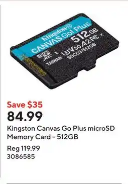 Staples Kingston Canvas Go Plus microSD Memory Card - 512GB offer