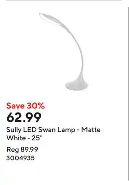 Staples Sully LED Swan Lamp - Matte White - 25 offer