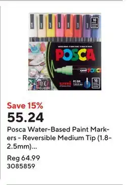 Staples Posca Water-Based Paint Markers - Reversible Medium Tip (1.8-2.5mm) - Assorted Colors - 16 Pack offer