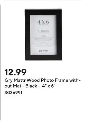 Staples Gry Mattr Wood Photo Frame without Mat - Black - 4 x 6 offer