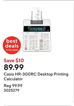 Staples Casio HR-300RC Desktop Printing Calculator offer