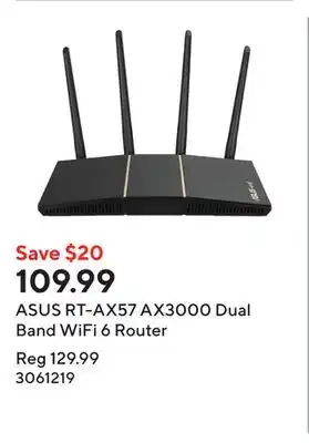 Staples ASUS RT-AX57 AX3000 Dual Band WiFi 6 Router offer