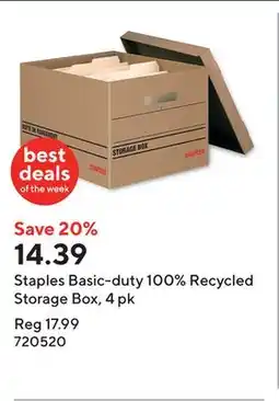 Staples Staples Basic-duty 100% Recycled Storage Box, 4 pk offer