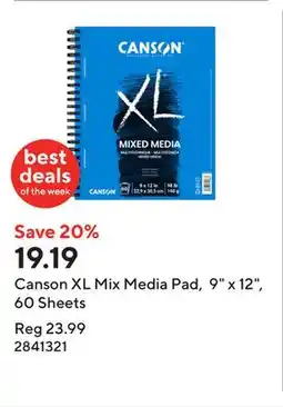 Staples Canson XL Mix Media Pad, 9 x 12, 60 Sheets offer