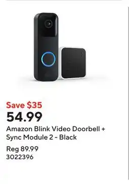 Staples Amazon Blink Video Doorbell + Sync Module 2 - Black offer