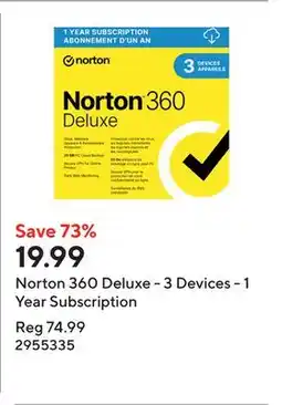 Staples Norton 360 Deluxe - 3 Devices - 1 Year Subscription offer