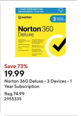 Staples Norton 360 Deluxe - 3 Devices - 1 Year Subscription offer