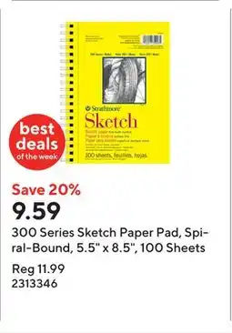 Staples 300 Series Sketch Paper Pad, Spiral-Bound, 5.5 x 8.5, 100 Sheets offer