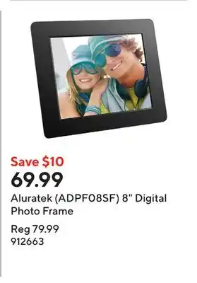 Staples Aluratek (ADPF08SF) 8 Digital Photo Frame offer