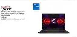 Staples MSI Sword 16 FHD+ Gaming Laptop - Intel Core i7-13700HX - RTX 4070 - 1TB SSD - 16GB DDR5 - Win 11 offer