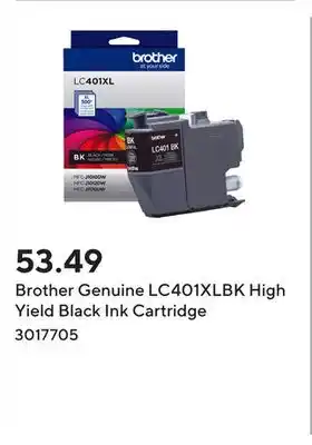 Staples Brother Genuine LC401XLBK High Yield Black Ink Cartridge offer