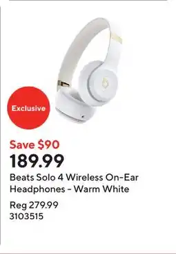 Staples Beats Solo 4 Wireless On-Ear Headphones - Warm White offer